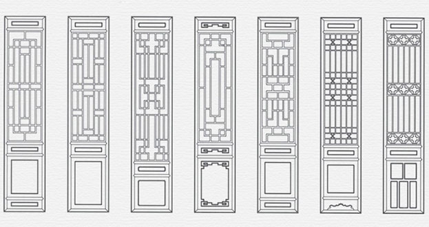 集贤常用中式仿古花窗图案隔断设计图